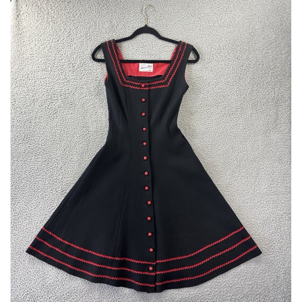 Vintage Alicia Fair Dress Womens XS ? Pockets 30" B 30"‎ W 24" L 39" Felt 50s